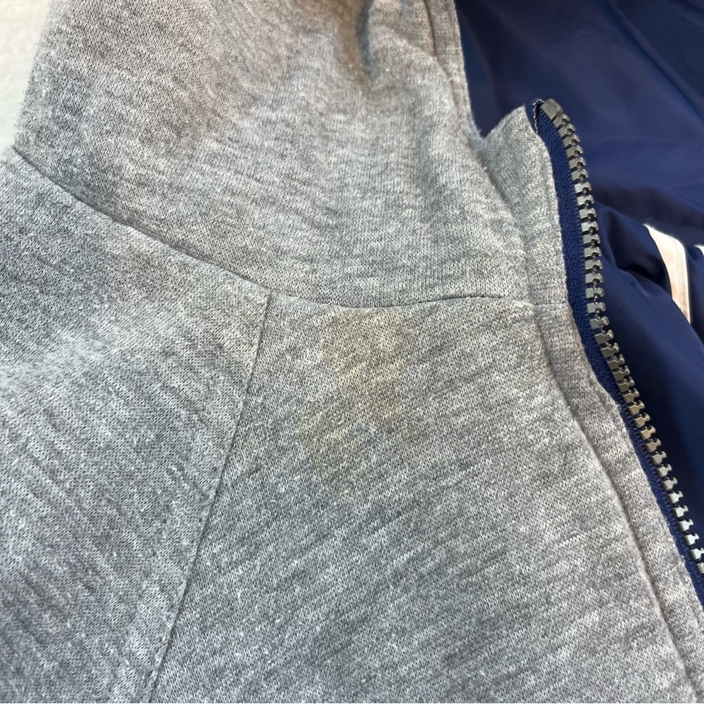Vintage Adidas Reversible Hooded Bomber Jacket Boys XL Blue White Full Zip - Picture 14 of 16